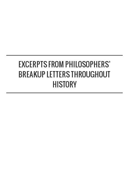 Excerpts from Philosophers’ Breakup Letters Throughout History