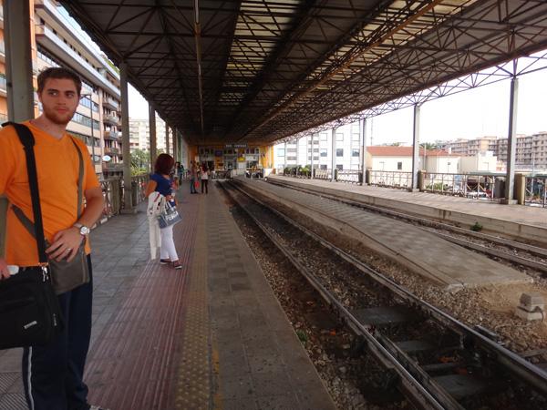 The train station in Bari with trains to Matera