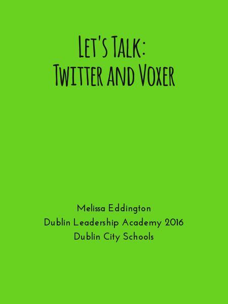 Let's Talk:  Twitter and Voxer