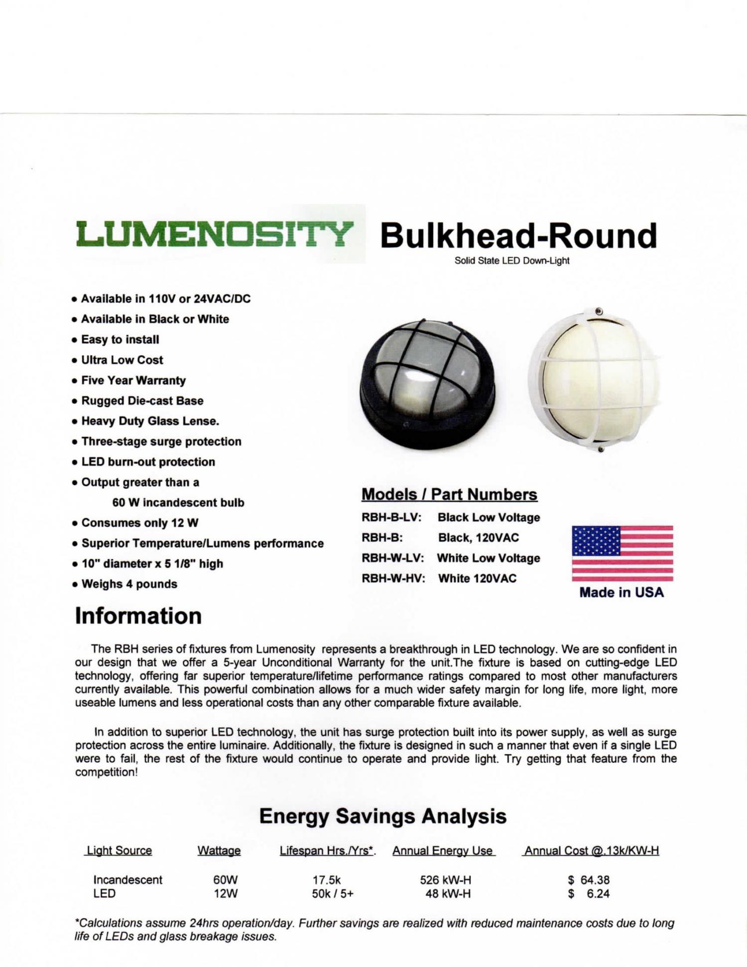 Bulkhead Round Specs LED