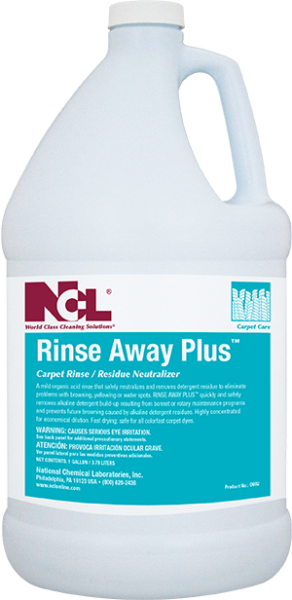 National Chemical Laboratories, Inc
RINSE AWAY PLUS™
Carpet Rinse / Residue Neutralizer