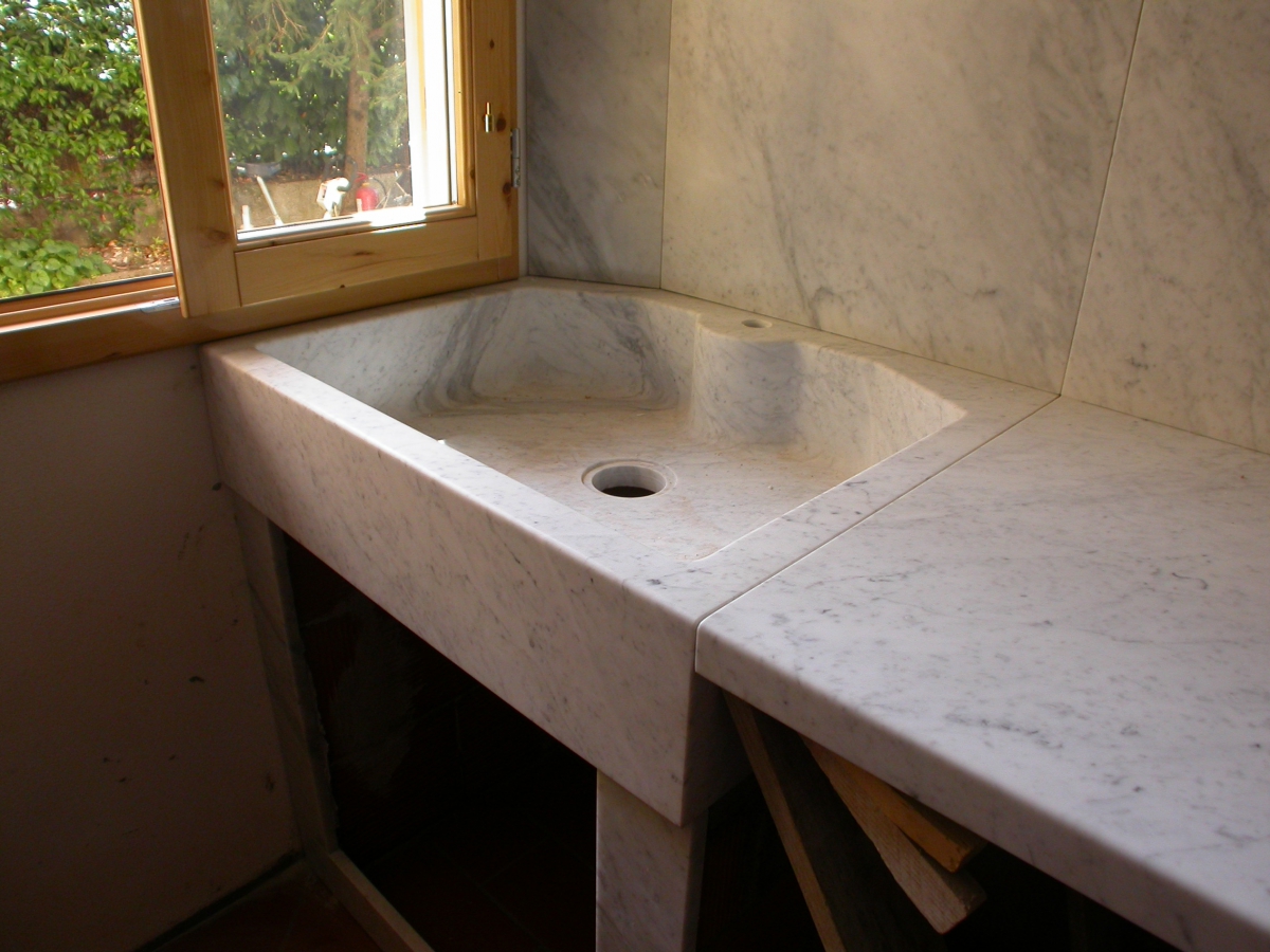 Lavabo di Marmo Bianco di Carrara - massello