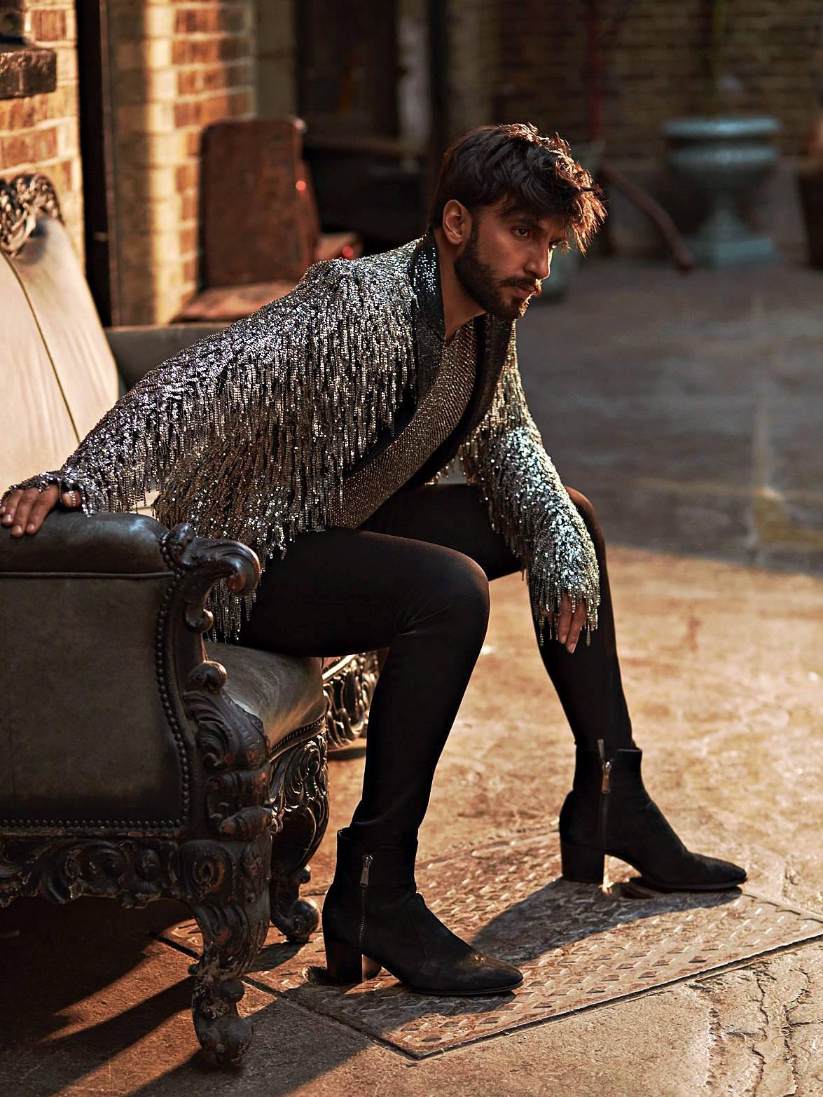 Ranveer in boots with heels for Vogue India