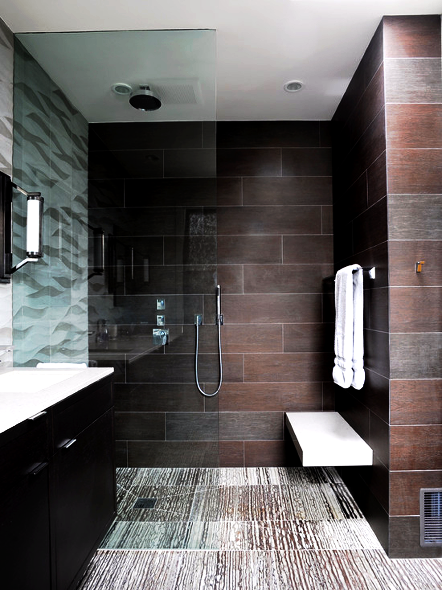 Rosewood Tile Bath Area