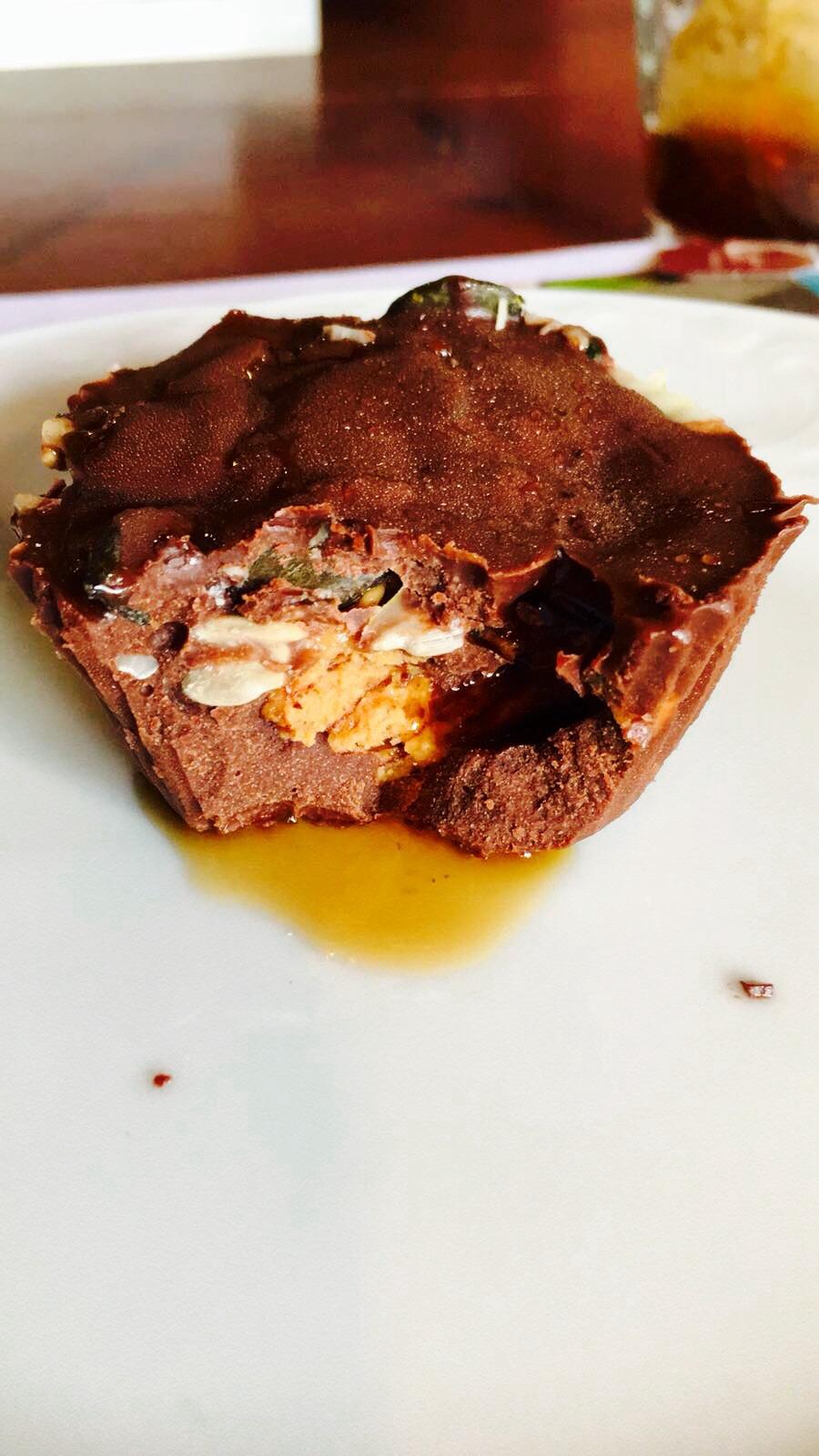 Raw cacao with seeds and almond and peanut butter.