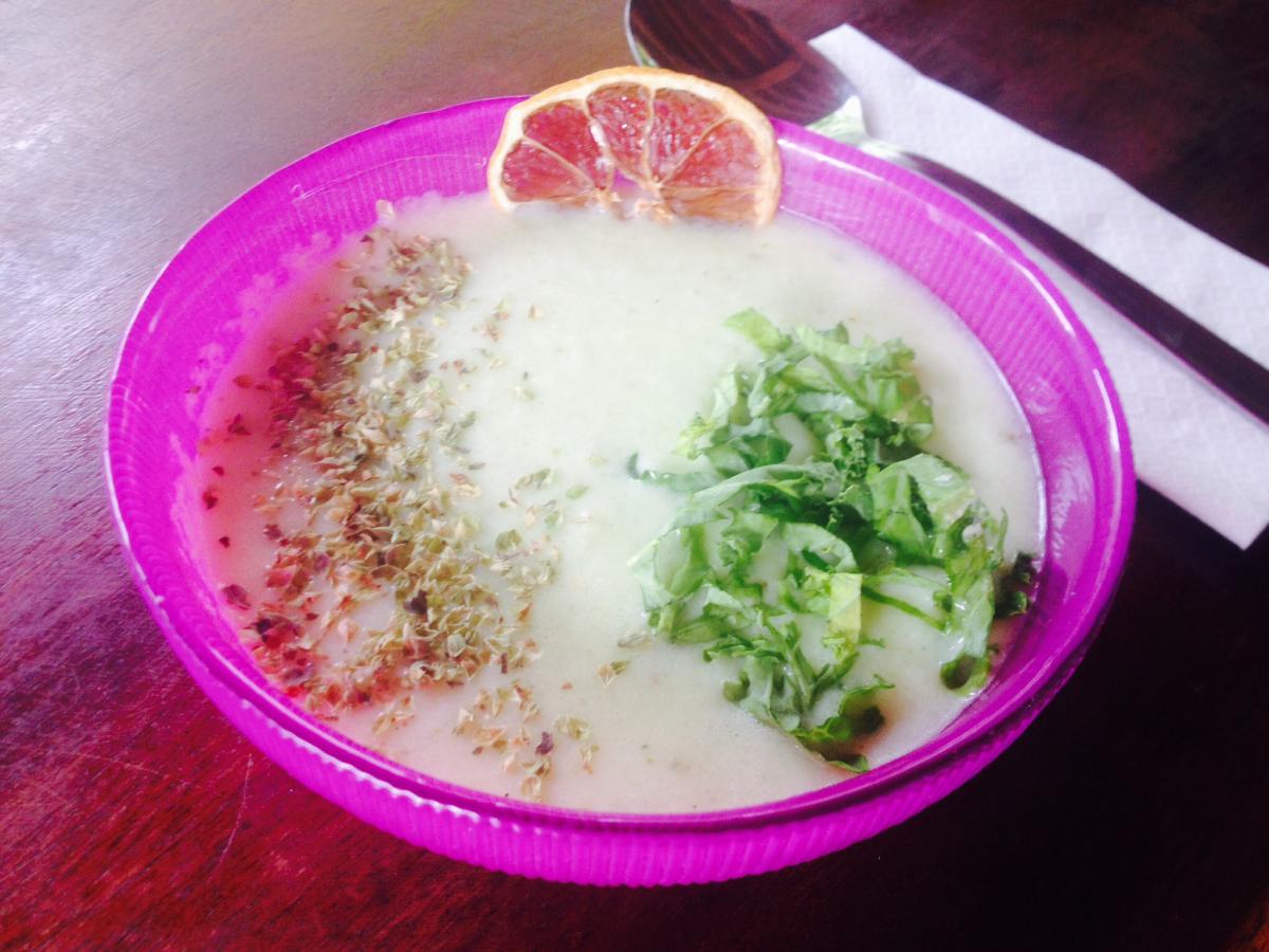 Raw white gazpacho.