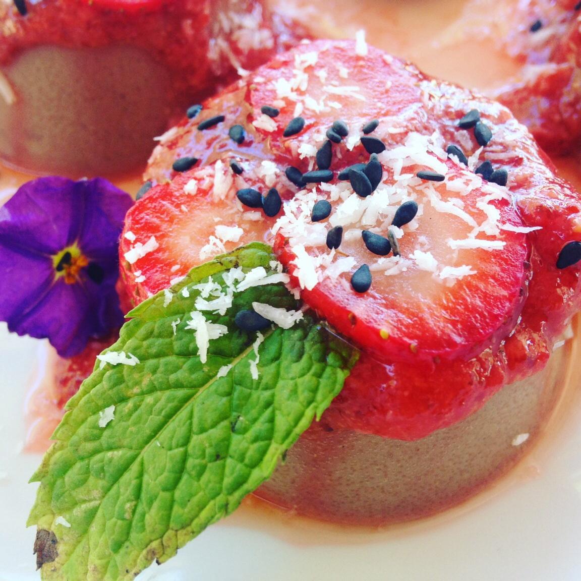Vegan Strawberry flan.