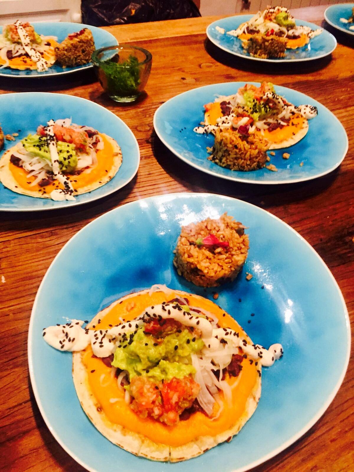 Mexican quesadilla with seeds rice.